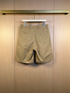 Khaki Prada shorts with belt loops and front pockets