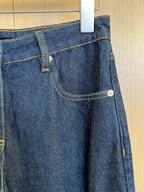 Denim pants front pocket with coin pocket and contrast yellow topstitching