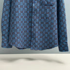 Long-sleeve shirt with blue Gucci GG check pattern and button placket