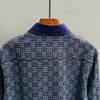 Long-sleeve shirt shoulders with Gucci GG blue plaid and navy collar