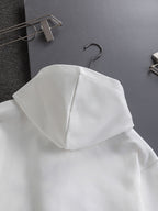 White Dior hoodie sweatshirt with hood and curved back seam detail