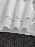 White Dior hoodie ribbed hem with scalloped fabric edge