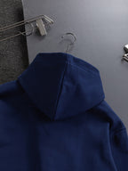 Dior long-sleeve hoodie, navy blue with hood and back view