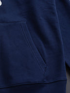 Dior long-sleeve hoodie, navy blue with side seam and pocket detail