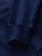 Dior long-sleeve hoodie, navy blue with ribbed cuff and sleeve seam
