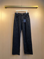 Louis Vuitton dark denim jeans with button fly and straight legs