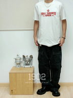 White graphic T-shirt with red YOHJI YAMAMOTO logo print
