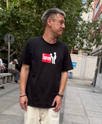 Stussy black T-shirt with Supreme logo graphic