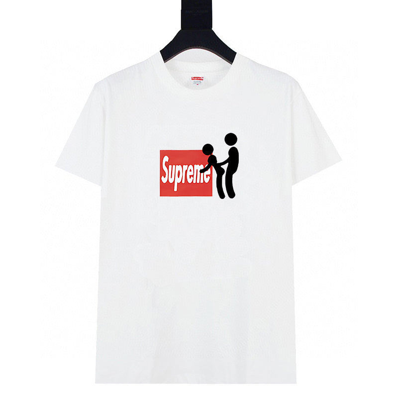 Stussy white T-shirt with Supreme logo graphic