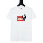 Stussy white T-shirt with Supreme logo graphic