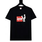 Stussy black T-shirt with Supreme logo graphic