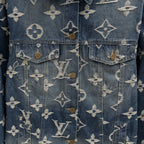 Denim jacket with Louis Vuitton monogram print, front flap pockets with buttons