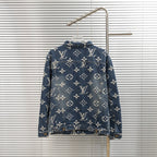 Denim jacket with Louis Vuitton monogram print, full back view, button details
