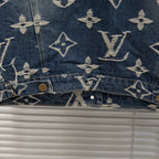 Louis Vuitton denim jacket with front pocket and allover monogram print, button closure