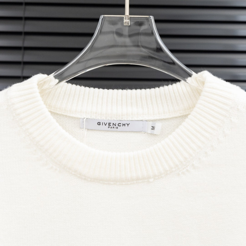White Givenchy ribbed crewneck collar with brand label