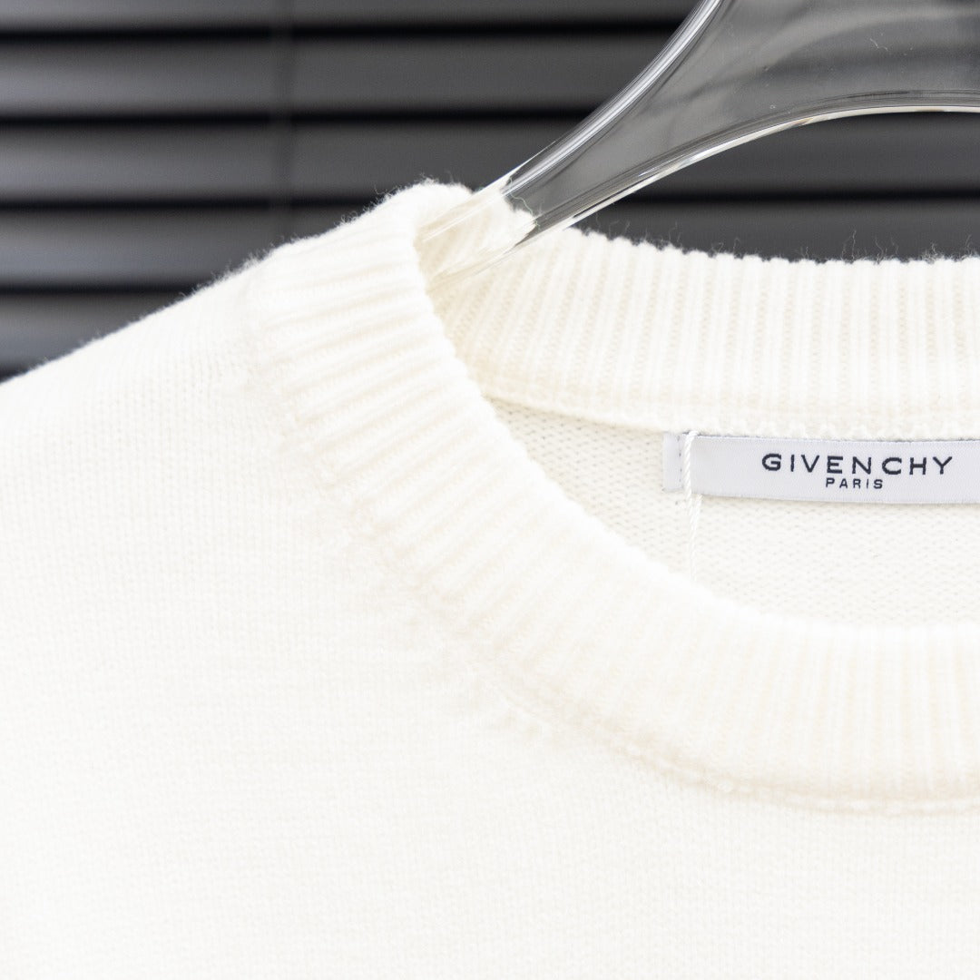 White Givenchy knit sweater with 'Givenchy Paris' neck label