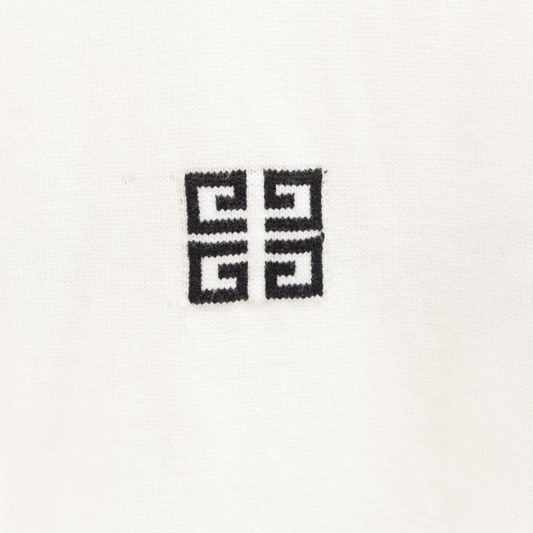 White Givenchy sweater with small black logo patch