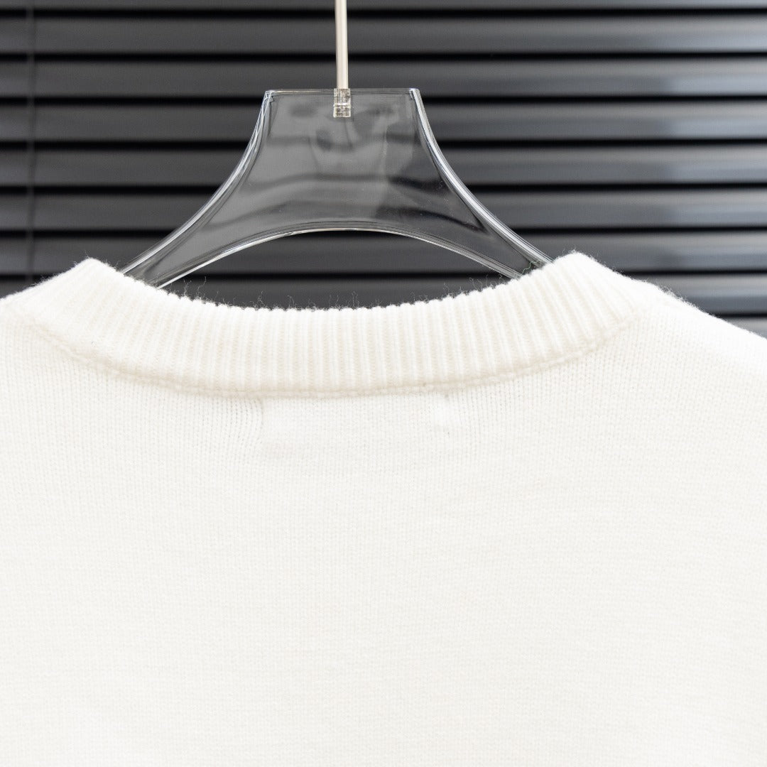 White Givenchy crewneck sweater neckline close-up