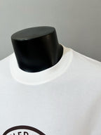 White crew-neck T-shirt collar detail