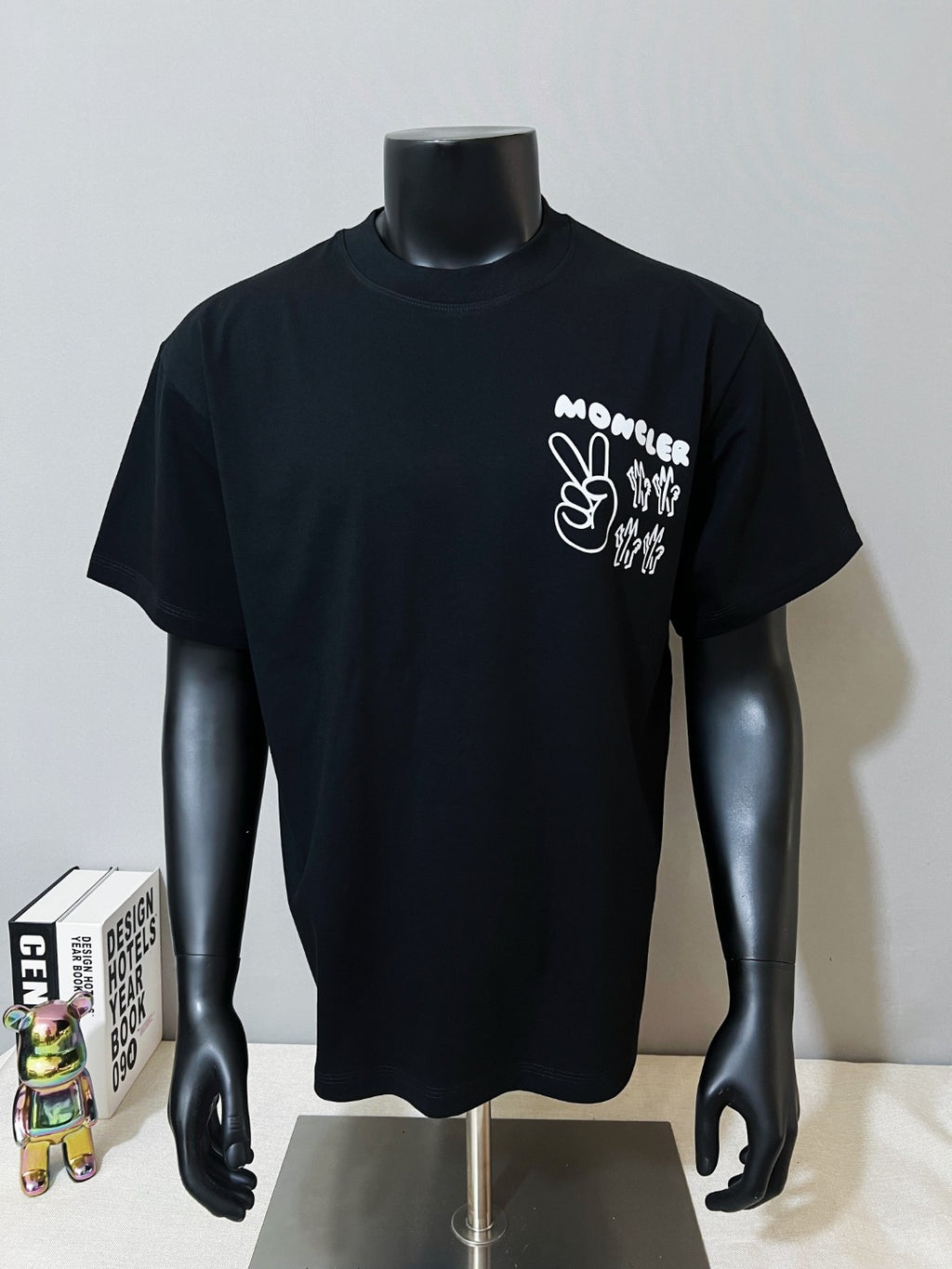 Dark navy Moncler graphic short-sleeve T-shirt on mannequin front
