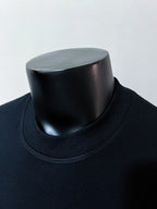 Dark navy crew-neck T-shirt collar detail