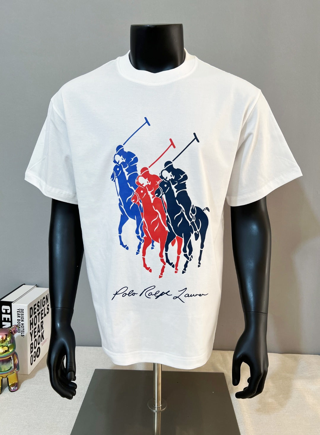 White Ralph Lauren T-shirt with Polo graphic on front