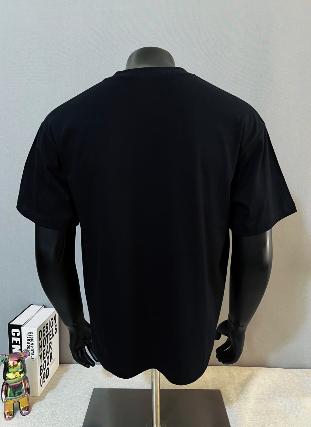 Polo Ralph Lauren black T-shirt back view, plain with crew neckline