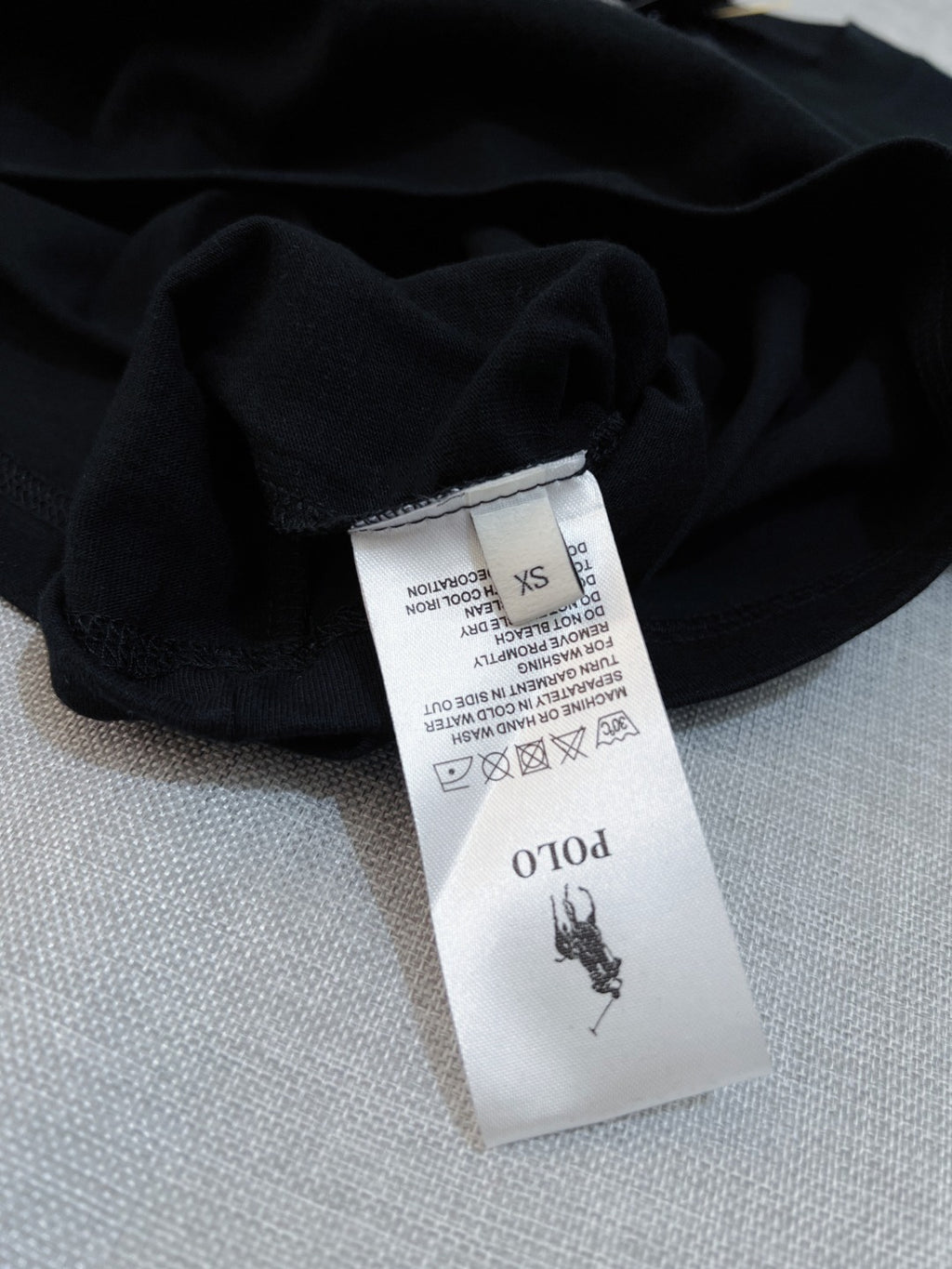 Polo Ralph Lauren black T-shirt inside label with size tag
