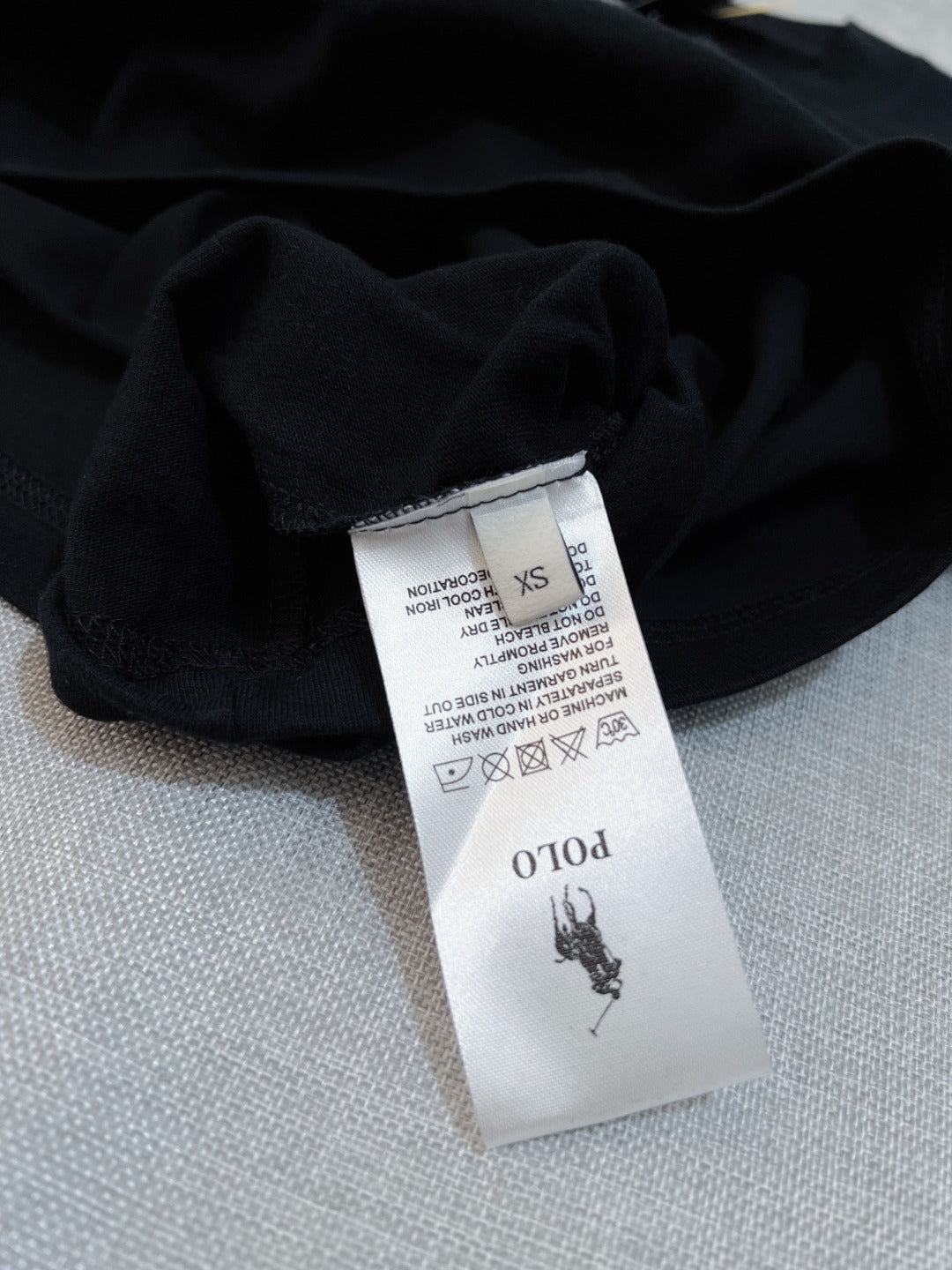 Polo Ralph Lauren black T-shirt inside label with size tag