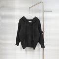 Stone Island hooded sweater, dark charcoal knit with front pocket and long sleeves