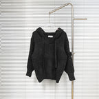 Stone Island hooded sweater, dark charcoal knit with front pocket and long sleeves