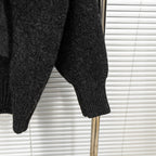 Stone Island hooded sweater sleeve cuff and hem in dark charcoal knit