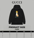 Black hoodie with front dog graphic and GUCCI logo
