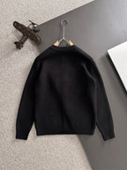 Black cardigan jacket with stand collar and button front