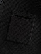 Black knit chest pocket on cardigan jacket