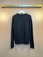 Dark knit sweater with large embroidered Louis Vuitton logo