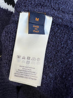 Louis Vuitton size M care label on navy knit cardigan with buttons