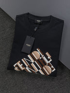 Black Fendi short-sleeve T-shirt with oversized FENDI logo graphic