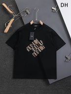 Black Fendi short-sleeve T-shirt with large FENDI logo graphic on front
