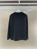 Dark crewneck sweatshirt back view, plain with crew neckline