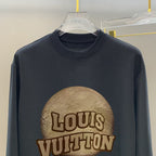Louis Vuitton black long-sleeve shirt with brown and black front logo graphic