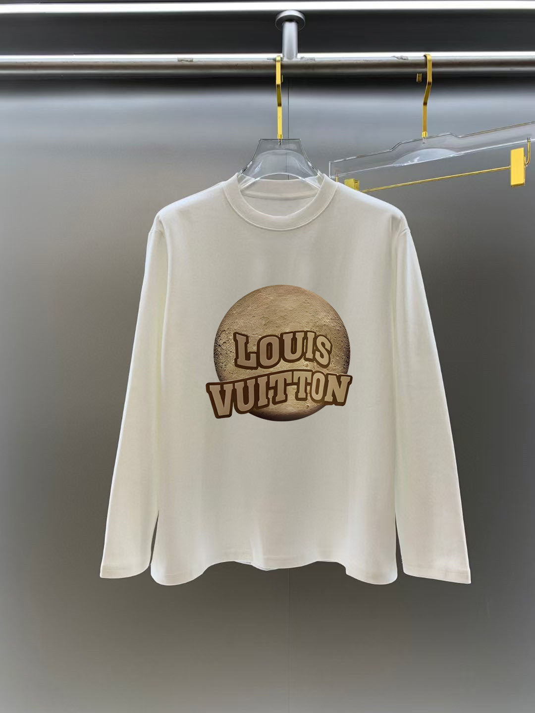 Louis Vuitton long-sleeve shirt in white with large round front logo print