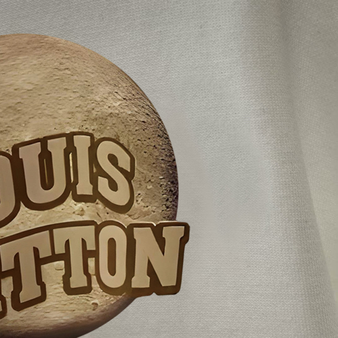Louis Vuitton white long-sleeve shirt close-up of front logo graphic