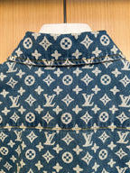Louis Vuitton denim shirt collar and upper front with monogram pattern and buttons