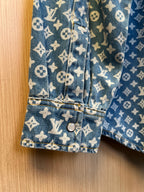 Louis Vuitton denim shirt cuff with button and allover monogram print