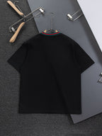 Gucci short-sleeve T-shirt, black with ribbed collar trim and logo tag