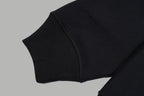 Black hoodie ribbed sleeve cuff detail