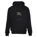Black Burberry hoodie with front kangaroo pocket and drawstring hood.