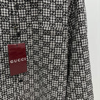 Gucci-pattern long-sleeve shirt with front button placket and hanging logo tag