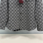 Gucci-pattern long-sleeve shirt front with central buttons and round hem